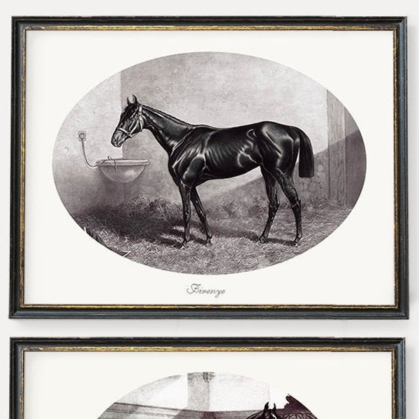 Black and White Horse Racing Print Etsy