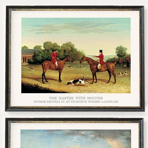 English Dog Training Art Prints | Antique Match with Hounds | Vintage Dog Wall Art - Set of Two