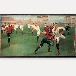Rugby Match Print | Old English Sport Art | Vintage British Wall Art | Victorian Rugby Game Poster