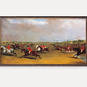 Fox Hunting Print | Vintage Hunt Scene with Hunters,Horses and Dogs | Old English Wall Art | Victorian Sport Illustration