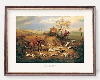 Fox Hunting  Art Prints |  Huntsmen and Hounds | English Vintage Hunt Wall Art - Set of Two