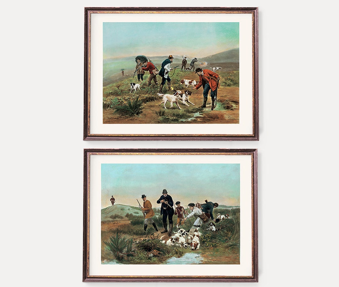 Old Rabbit Hunting Posters Rabbit Hunt Wall Art | Antique Hunting Dogs Illustration | Quail ...
