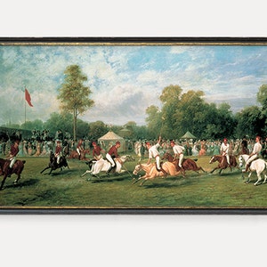 Old Polo Game Print | Horse Riding Art | Vintage English Polo Match Wall Art | Antique Victorian Horse Sport Illustration