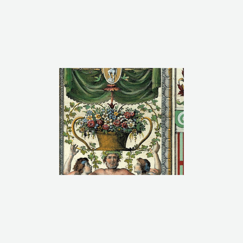 Classic Art Print Fresco in Rome Raphael Loggia Prints Neoclassical Wall Art Ornamental Panels Raffaello Sanzio