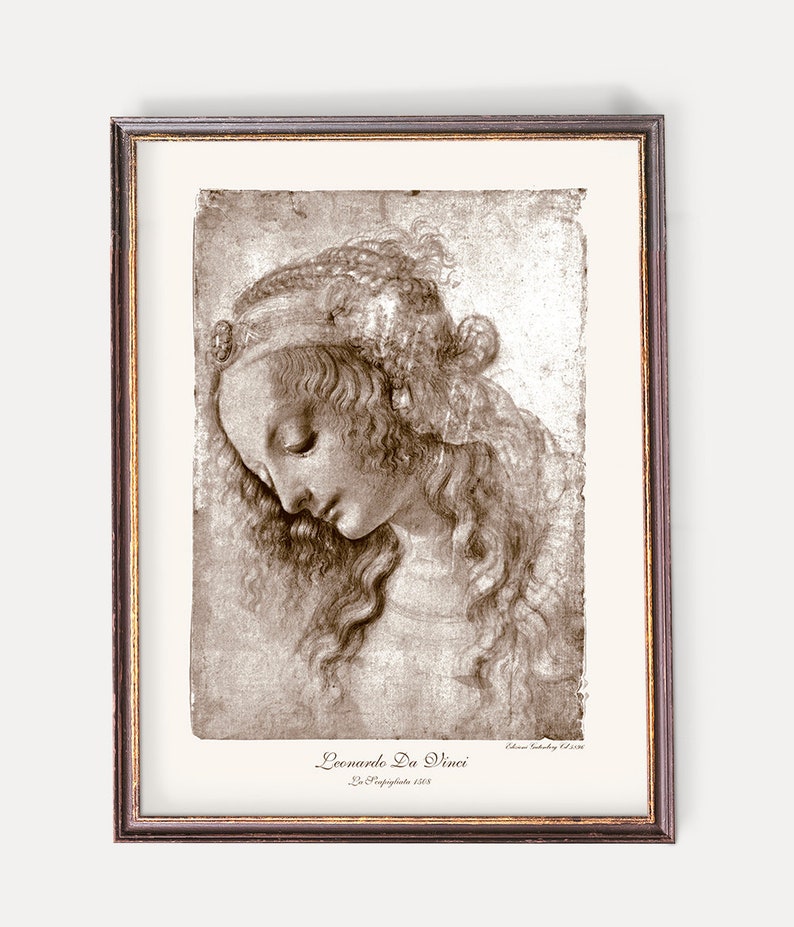 Set of Two Antique Italian Sepia Prints Renaissance Art Female