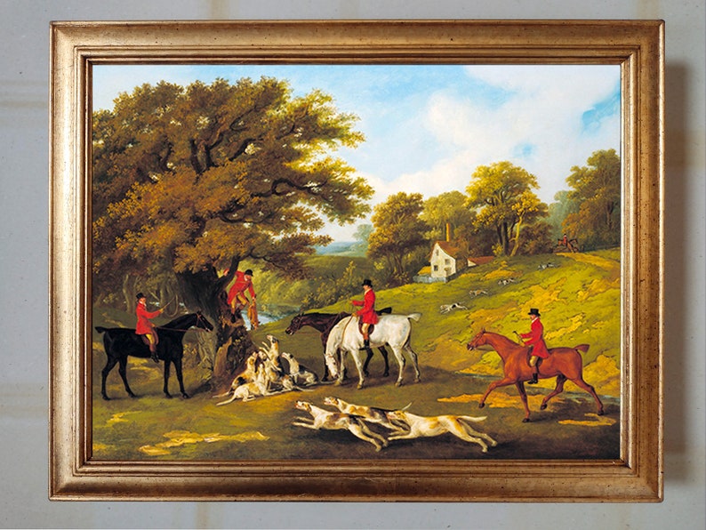 Impressions d'art de chasse au renard Chasseurs et chiens courants Décoration murale anglaise vintage Hunt Lot de deux image 8