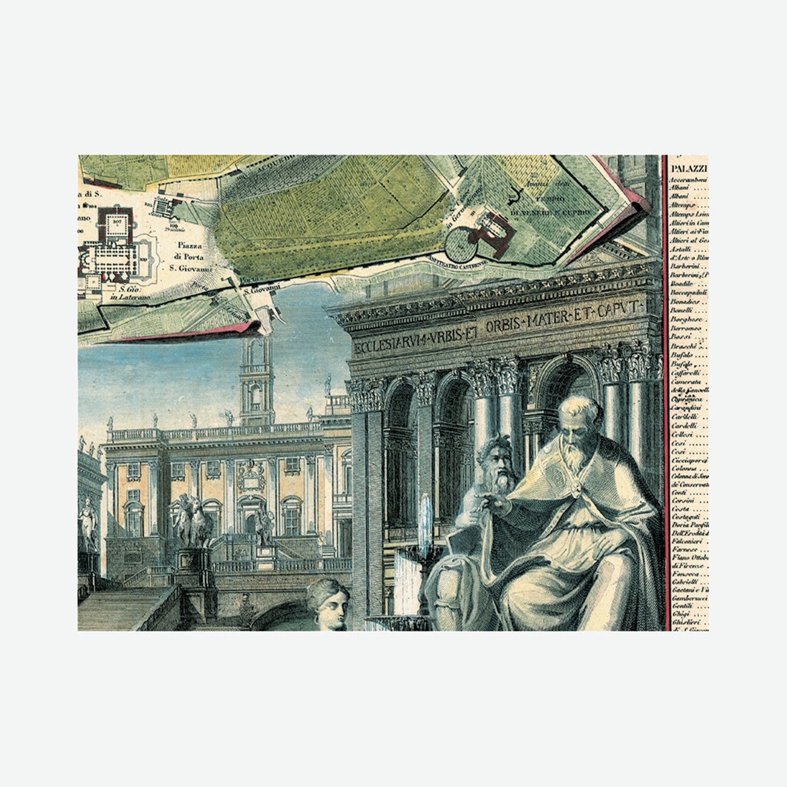 Antique Map of Rome Roman Cartography Topographic Plan of | Etsy