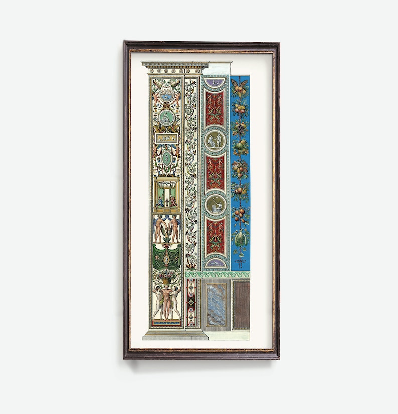 Classic Art Print Fresco in Rome Raphael Loggia Prints Neoclassical Wall Art Ornamental Panels Raffaello Sanzio