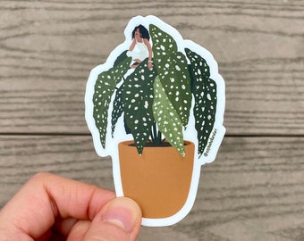 Begonia Maculata *Terracotta Pot* Pflanzen Mädchen Sticker | Haltbares wetterfestes wasserdichtes Vinyl-Aufkleber | Laptop Trinkflasche Hydroflask | Diecut