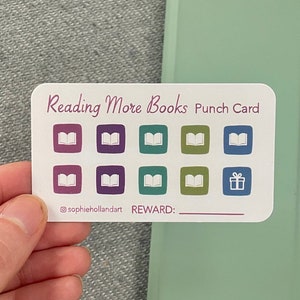 Cartão perfurado Reading More Books | Pacote com 5 | Cartão de recompensa de autoaperfeiçoamento e motivação | Alfabetização infantil Book Lover | Renda doada para caridade