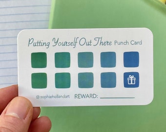 Putting Yourself Out There Punch Card Pack of 5 | Motivation Self Improvement New Years Resolution Reward Card | Proceeds Donated to Charity