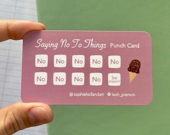 Saying No To Things Punch Card - ICE CREAM Pack of 5 | Stocking Stuffer | Motivational Reward Card | Stationery | Proceeds to Charity