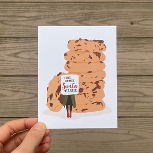 Here Comes Weihnachtsmann Grußkarte | Cookie Lover Karte | Handbebildertes blanko | Weihnachtskarte Nordpol Essen Weihnachtswichtel