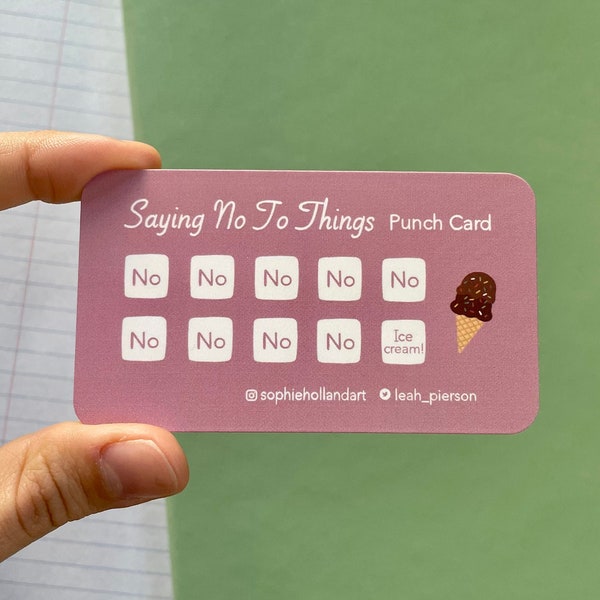 Saying No To Things Punch Card - ICE CREAM Pack of 5 | Motivational Loyalty Reward Card | Note Card Stationery | Proceeds Donated to Charity