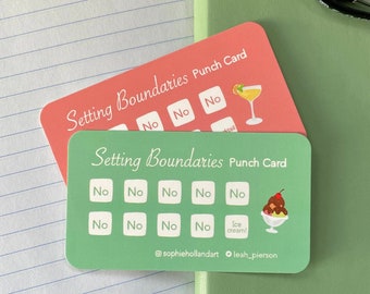 Setting Boundaries Punch Card | Pack of 5 | Motivational Consolation Reward Card | Self Care Resolutions | Proceeds Donated to Charity
