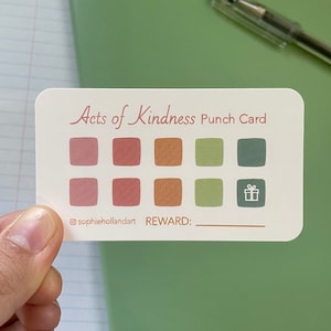 Paquete de 5 tarjetas perforadas de actos de bondad / Regalo para calcetines navideños / Tarjeta de recompensa de autosuperación motivacional / Papelería para tarjetas / Ganancias para caridad