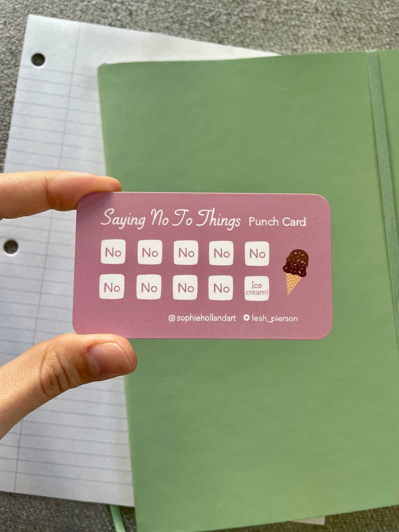 Saying No To Things Punch Card ICE CREAM Pack of 5 Motivational Loyalty Reward Card Note Card Stationery Proceeds Donated to Charity image 1