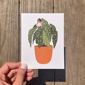Menina de Maculata da begónia de <br> Entrega Rápida? Amante da planta Cartão Comemorativo | Papel de qualidade em branco ilustrado à mão | Planta com tema planta mãe pai