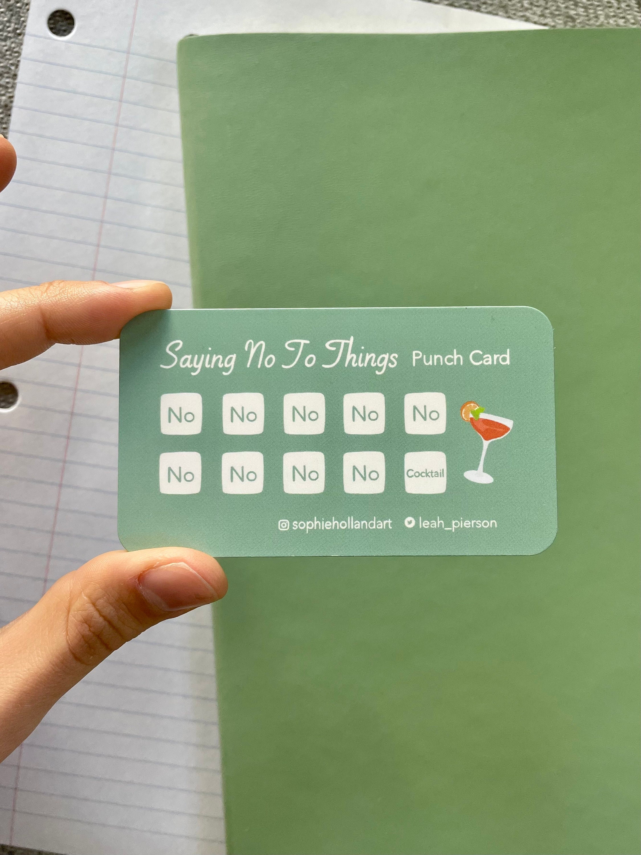 Saying No To Things Punch Card - COCKTAIL Pack of 5 | Stocking Stuffer | Motivational Reward Card | Stationery | Proceeds to Charity