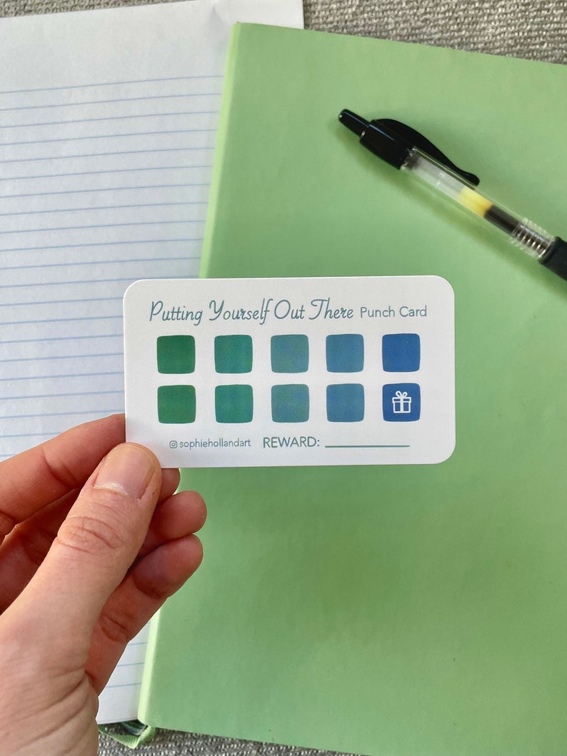 Putting Yourself Out There Punch Card Pack of 5 Motivation Self Improvement New Years Resolution Reward Card Proceeds Donated to Charity image 1