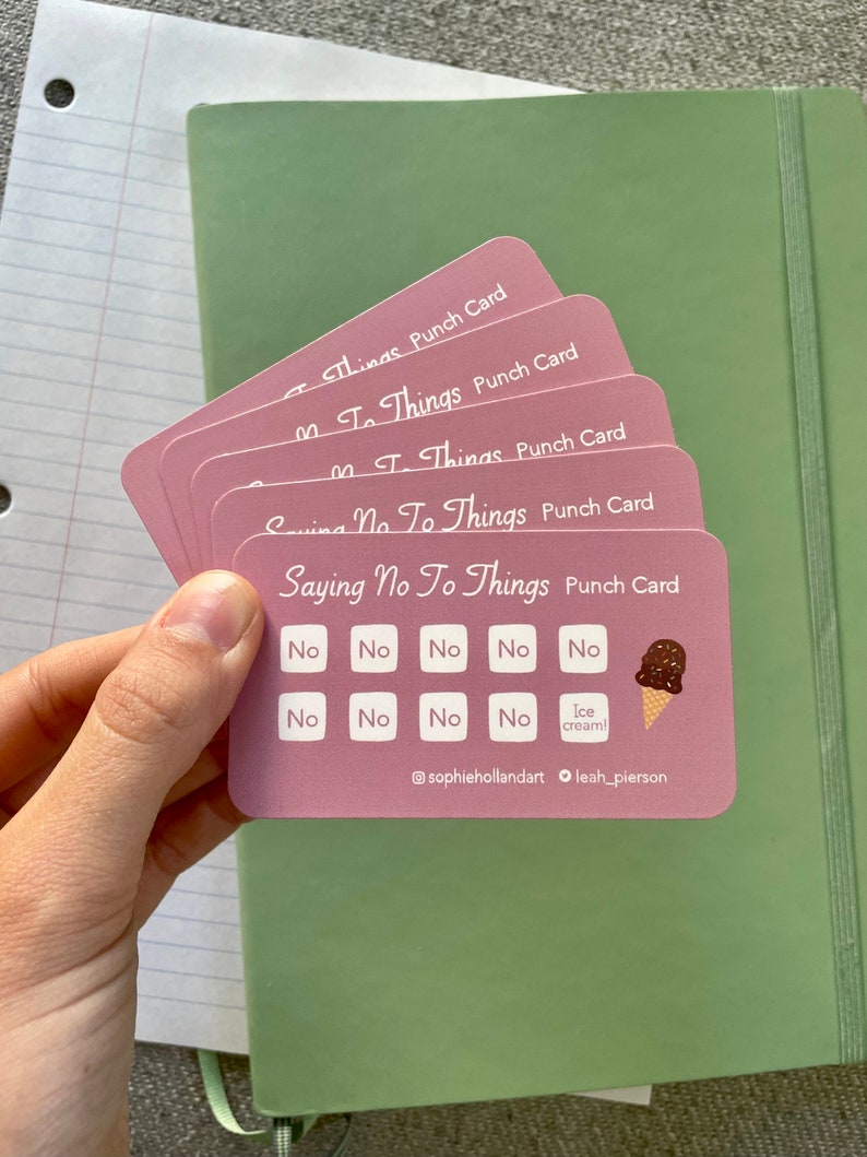 Saying No To Things Punch Card ICE CREAM Pack of 5 Motivational Loyalty Reward Card Note Card Stationery Proceeds Donated to Charity image 2