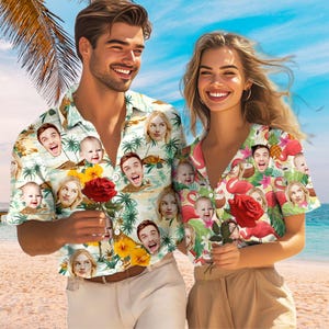 Custom Photo All-Over Print Hawaiian Shirt, Personalized Hawaii Shirt with Face or logo, Aloha Shirt for Pet Lover, Beach Party Hawaii Shirt