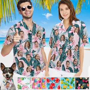 Custom Hawaiian Shirt with Face,Personalized Hawaiian Shirt Face/Photo,Customized Button Shirt,Custom Gift for Man Woman dad Couple Family