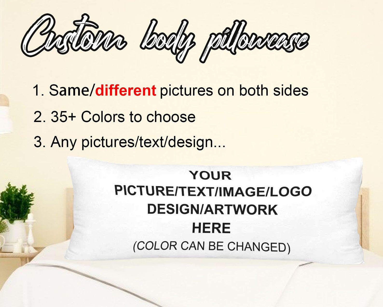 Custom Body Pillow Cover Customized Personalized Gifts Etsy