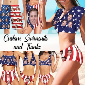Custom Face Women's Swimsuit: Patriotic July 4th Gift