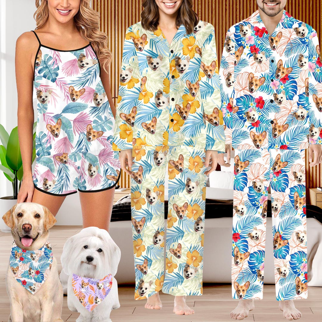 Custom Photo Pajama Set: Hawaiian Floral Pet Portrait Pajamas - Etsy