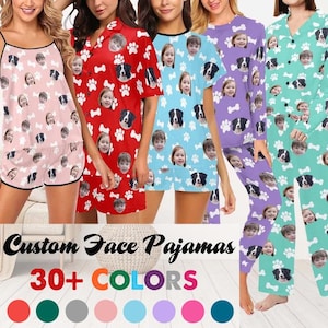Personalized Pajamas Pants with Dog, Custom Lovers Long Sleeve Pajama Set, Custom Pajamas with Pictures, Custom Christmas Party Pajamas Gift