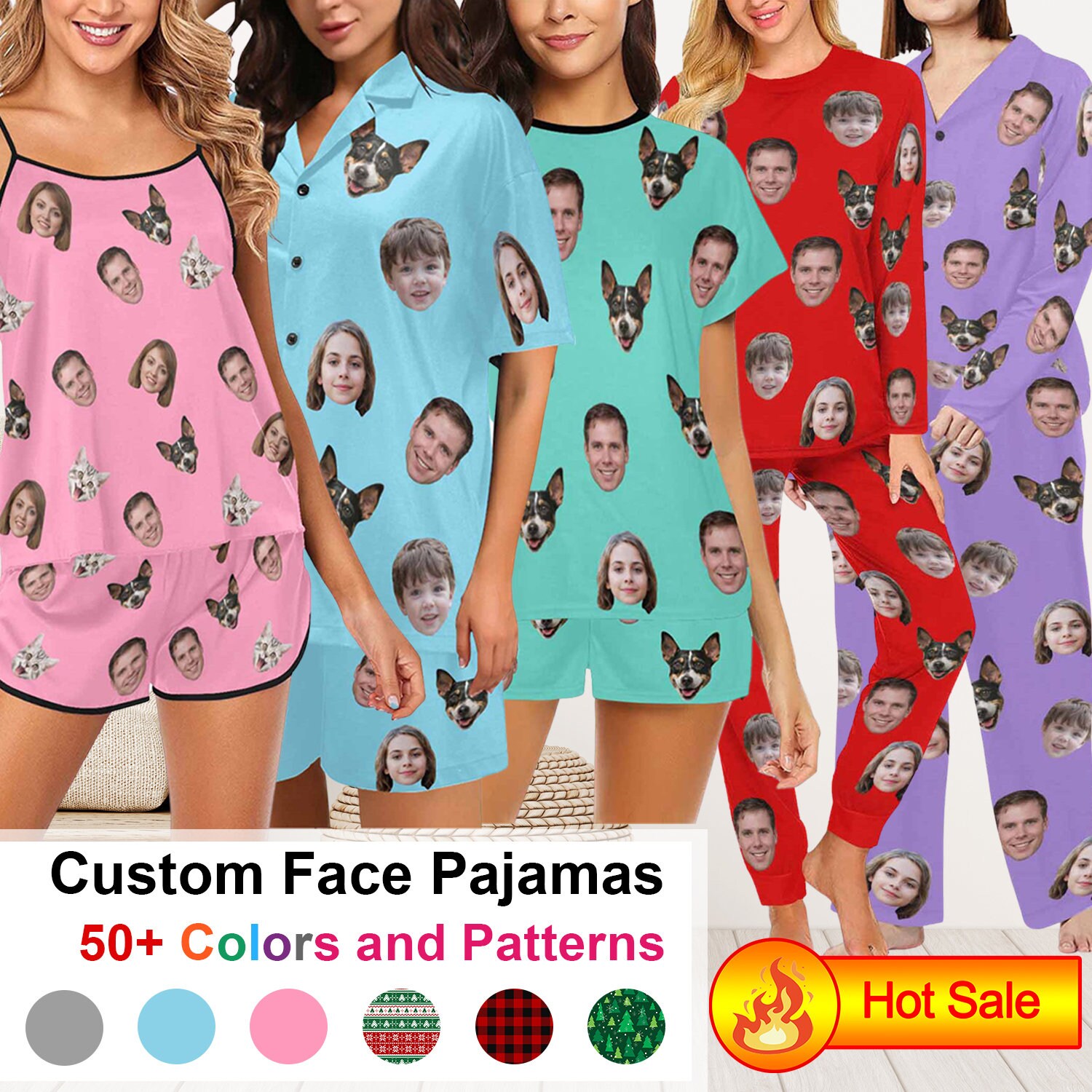 SIMIEEK Personalized Pajamas for Women Men Custom Pajamas with Photo  Customized Pet Face Matching Pjs Set for Couples Gift at  Women's  Clothing store
