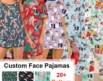Personalized Pajamas Pants with Dog, Custom Christmas Long Sleeve Pajama Set, Custom Pajamas with Photos,Custom Christmas Party Pajama Women