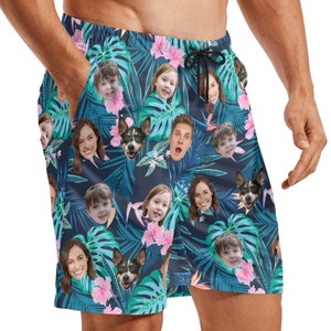 Custom Face Hawaiian Swim Trunks & Dog Bandana: Personalized Beach Shorts image 7