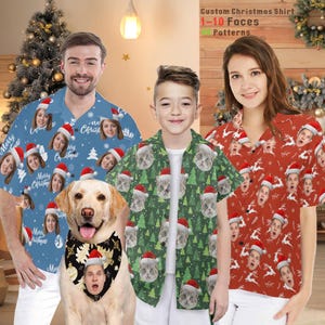 Custom Face Christmas Hawaiian Shirt: Personalized Photo Gift, Dog Bandana