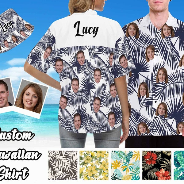 Custom Photo Seek To Sea More - Couple Personalized Face Custom Unisex Tropical Hawaiian Aloha Shirt - Summer Vacation Gift, Gift For Husband Wife