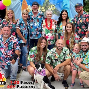 Custom Face Hawaiian Shirt for Men Women, Personalize Hawaiian Button Shirt, Custom Dog Photo Hawaii Shirt, Grandparents Day Gift for Family