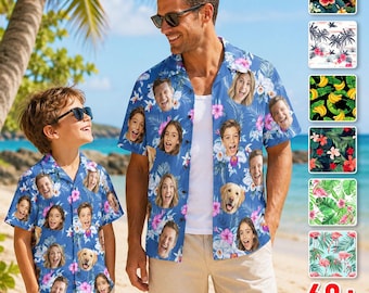 Custom Face Photo Floral Aloha Shirt, Personalized Hawaiian Shirt for Bachelor Party