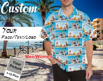 Custom photo hawaiian shirt,personalized photo shirt for boyfriend husband,photo hawaii shirt men,picture design shirt for men women kid