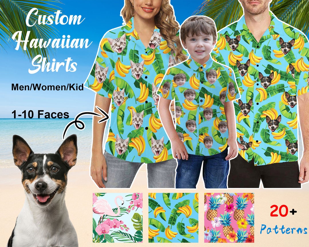 Custom Hawaiian Cat Shirt, Photo Man Hawaii Shirt, Personalized Shirt for Men, Hawaiian Shirt