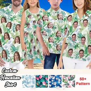 Customized Hawaiian Shirt for Man Woman, Personalized Hawaiian Shirt with Face,  Custom Hawaiian Shirts for Family,Father&#39;s Day Gift for Dad