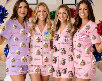 Custom Cheerleading Pajama Set: Personalized Name & Team Name Short Sleepwear, Cheer Gifts