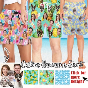 Personalized Face Swim Trunks: Custom Hawaiian Beach Shorts