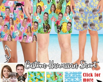Personalized Face Swim Trunks: Custom Hawaiian Beach Shorts