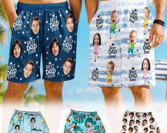 Custom Pet/Kid Face Hawaiian Swim Trunks: Personalized Dad Ever Gift