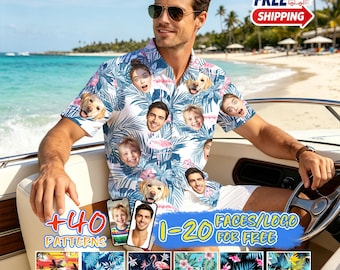 Custom Hawaiian Shirt with Photo Logo Face, Gift for MOM/DAD