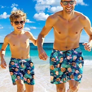 Custom Face Hawaiian Swim Trunks & Dog Bandana: Personalized Beach Shorts image 6