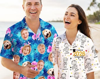 Custom Tropical Party Hawaiian Shirt: Personalized Photo Button-Down Shirt, Sports Theme Gifts