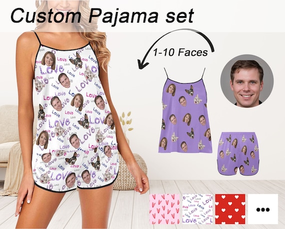 Bachelor Party Gift, Personalized Summer Pajama With Face for Women, Custom  Pajamas With Dog, Custom Short Pajamas Pants, Mother's Day Gift 