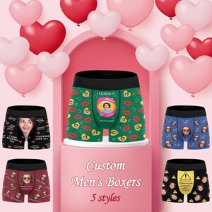Custom Boxer with Face, Personalized Underwear Gift for Men Boyfriend Husband, Custom Boxer Briefs, Valentine&#39;s Day gift, Face on Boxer